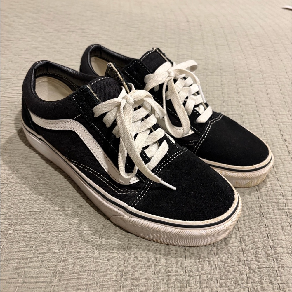 Vans Black and White Low-Top Skate Sneakers